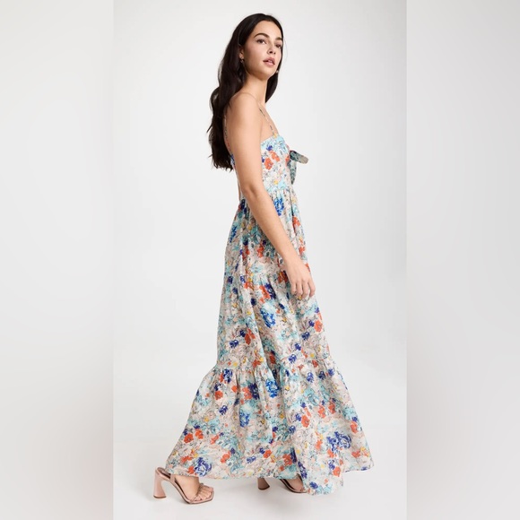 Zimmermann - Clover Tie Front Midi Dress Topaz Peony Floral US 8 / AU 2 / Medium - Picture 9 of 16